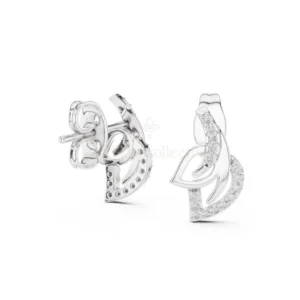 Heart Stud Earrings, Modern Overlap Design — Sparkling Jewelry, Engagement Gift