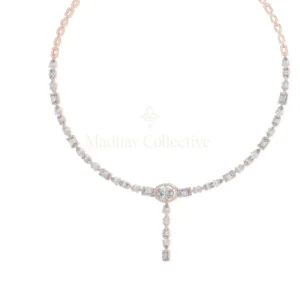 Moissanite Y Necklace | 14K Gold, Lab Grown Diamond Pendant