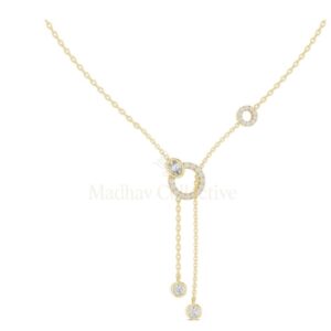 Modern Circle Y Necklace, Oval Cut Moissanite Pendant